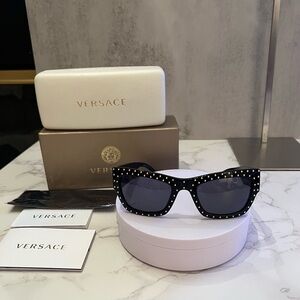 Versace Black Designer Sunglasses Bold Oversized Frame